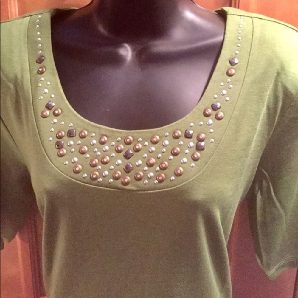 NEW! Gorgeous Green Embellished Susan Graver Knit Dress Med